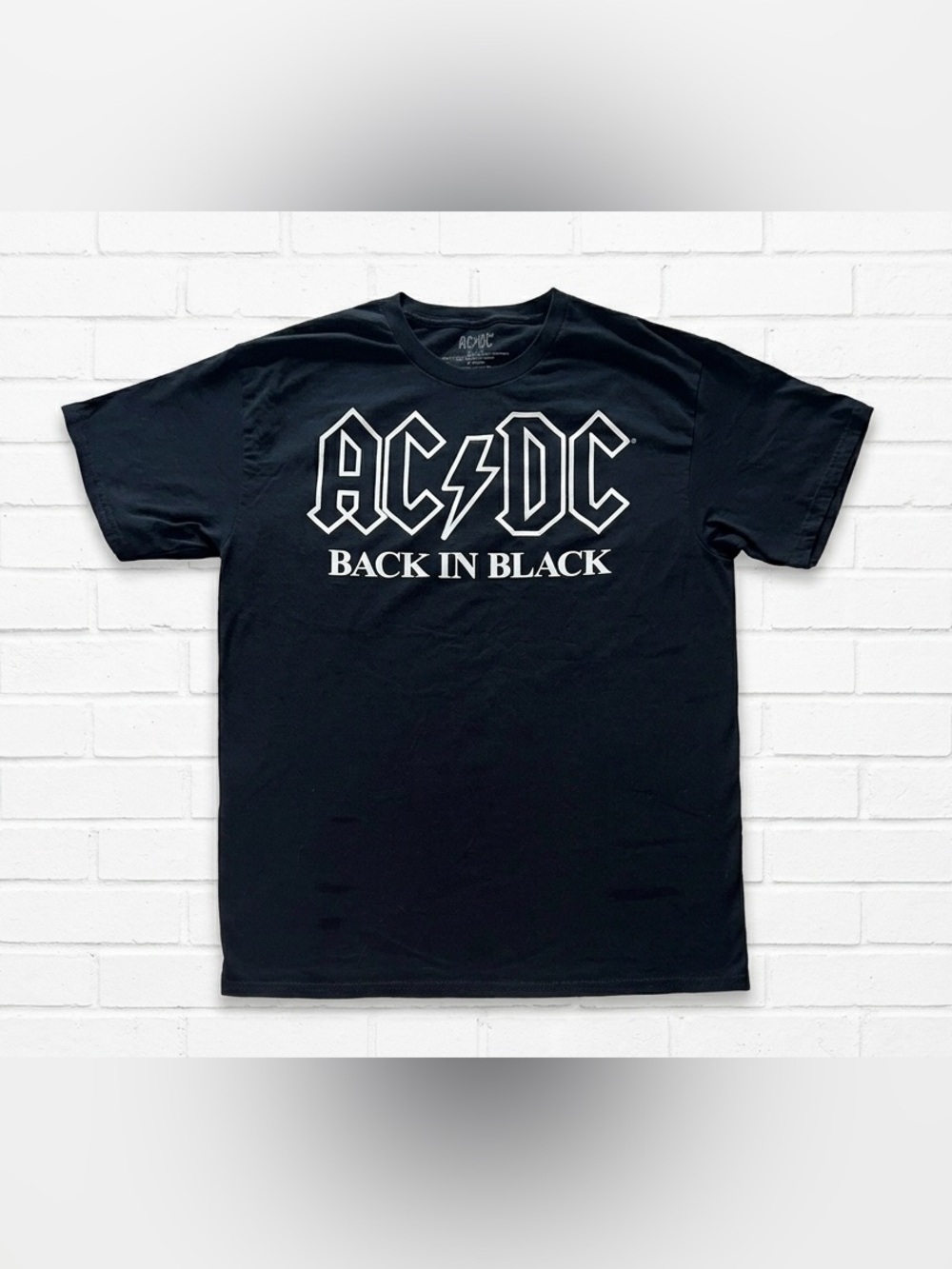 AC/DC Back In Black Graphic Band Tee Shirt Mens M Medium Black Rock Music Logo